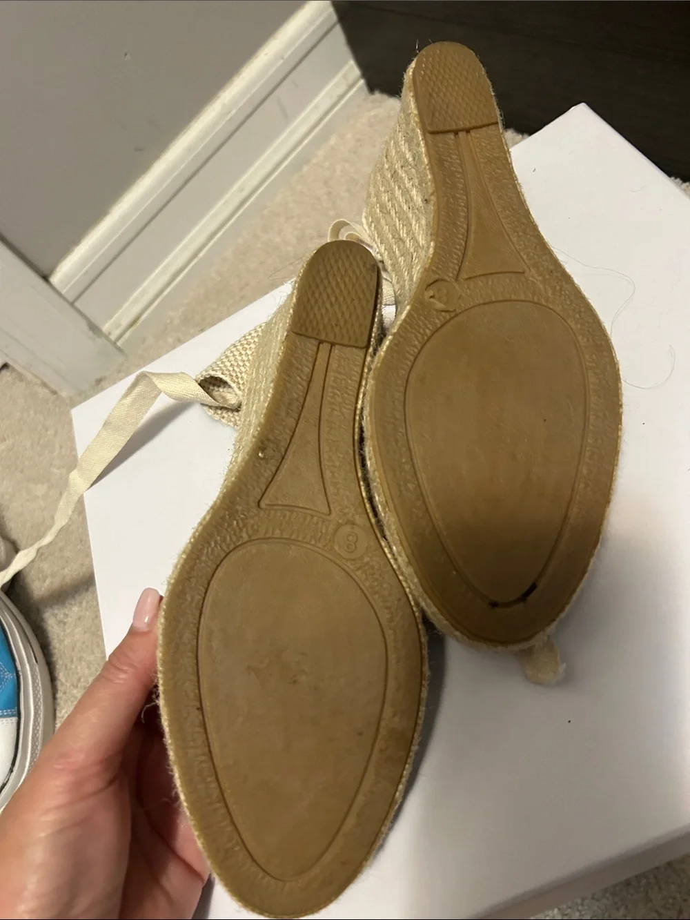 Lace-Up Espadrille Wedge Heels in Tan